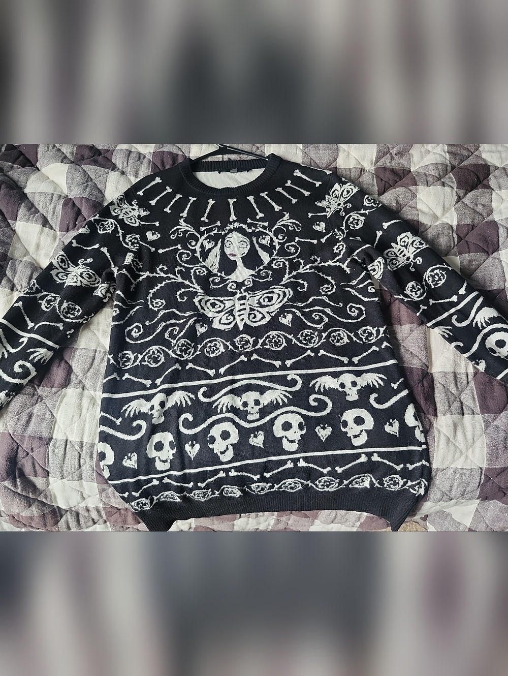 Women's Corpse Bride Black Crewneck Sweater - Small
